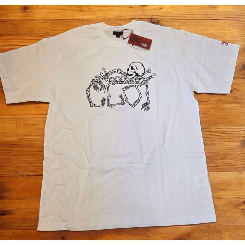 Clot Apparel Skeleton Tee Tshirt Mens Size XL White Black Heavyweight NWT